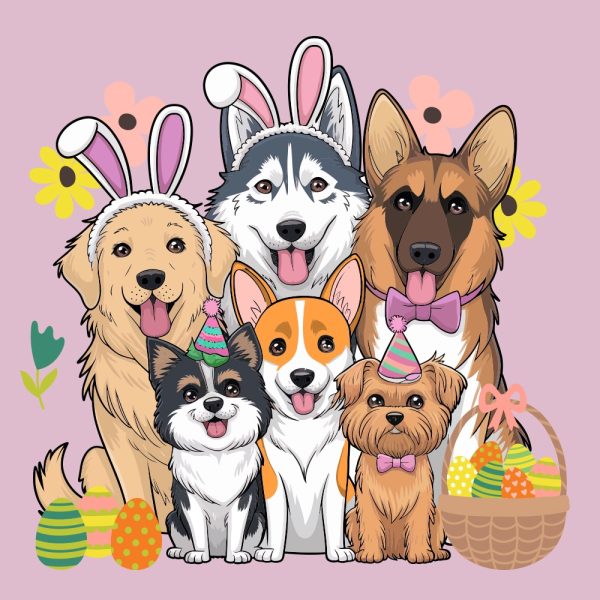 Doggie Easter Egg Hunt Standard Tee Light Pink - Image 2