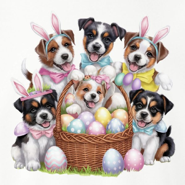 Happy Easter Puppies Standard Tee White - Image 2